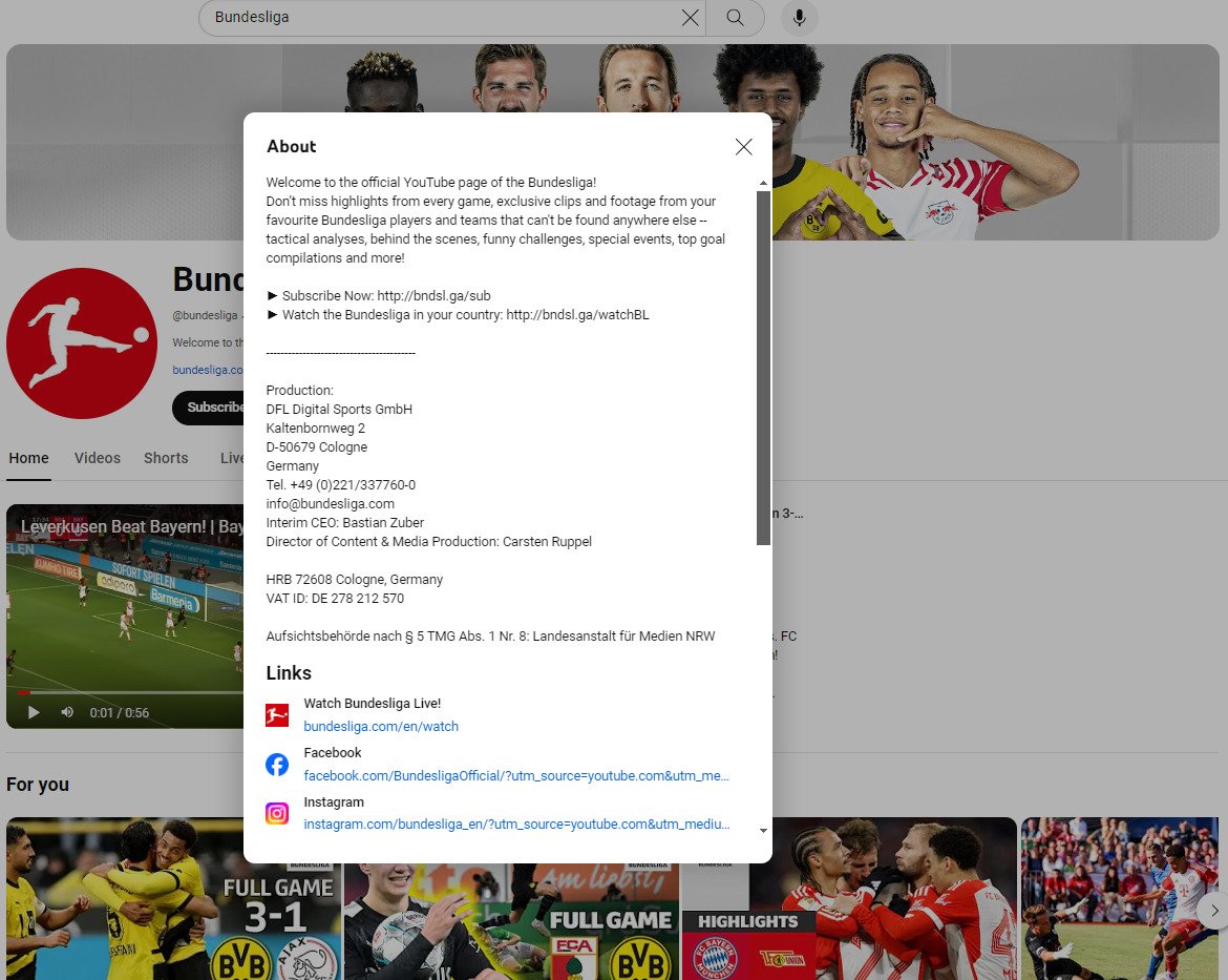 Bundesliga - attractive cool YouTube channel descriptions Bundesliga - attractive cool YouTube channel descriptions