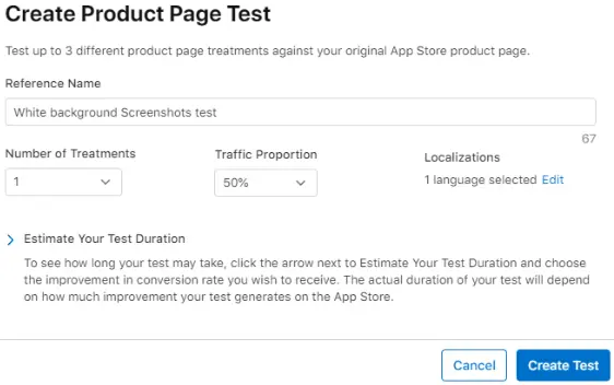 Create Product Page Test