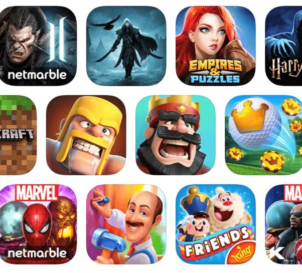 Examples of mobile games that highlight a character or face Examples of mobile games that highlight a character or face