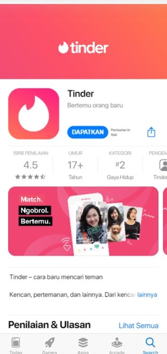 Tinder app store page